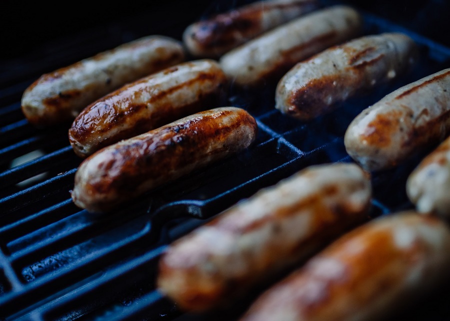 delicious sausage on grill